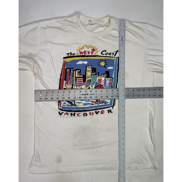 VINTAGE The West Coat Vancouver Art Graphic T-shirt Men Large Short Sleeve 90s - Picture 9 of 9